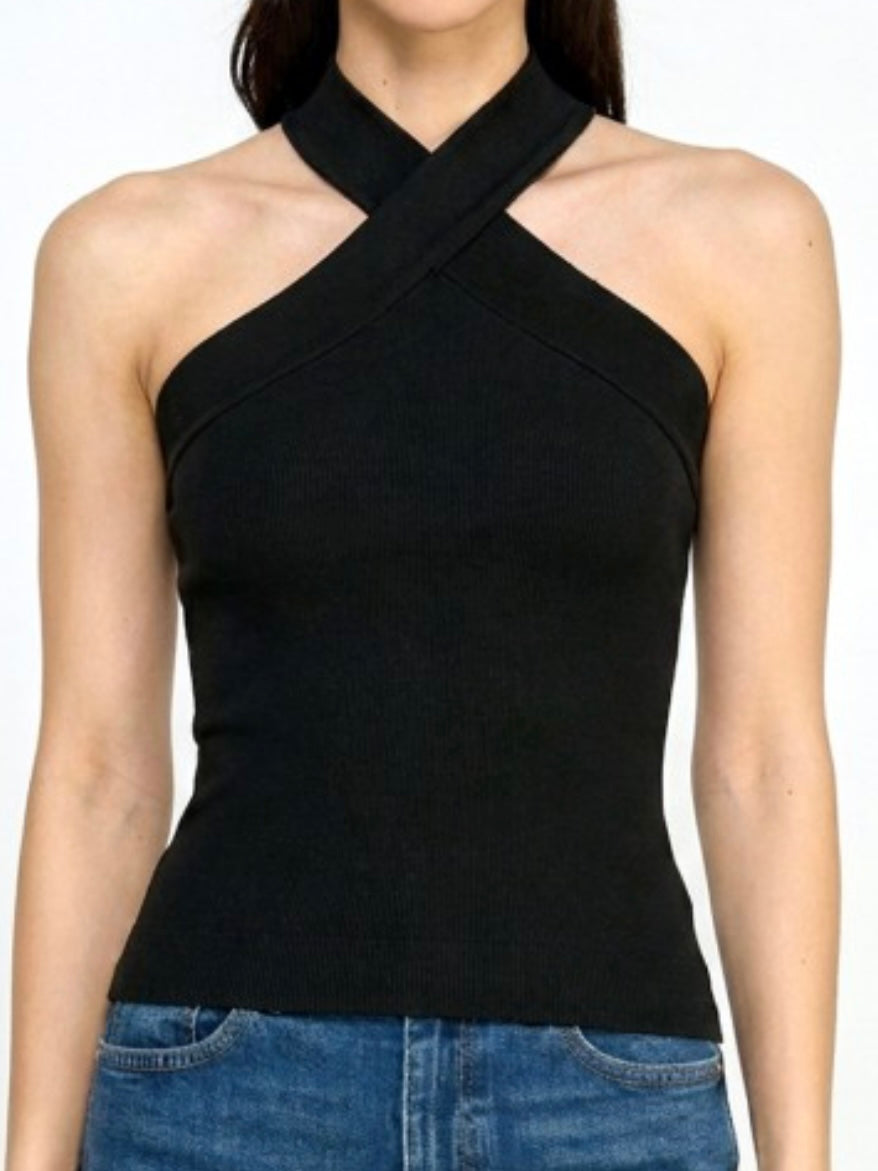 Crisscross Halter Knit Top