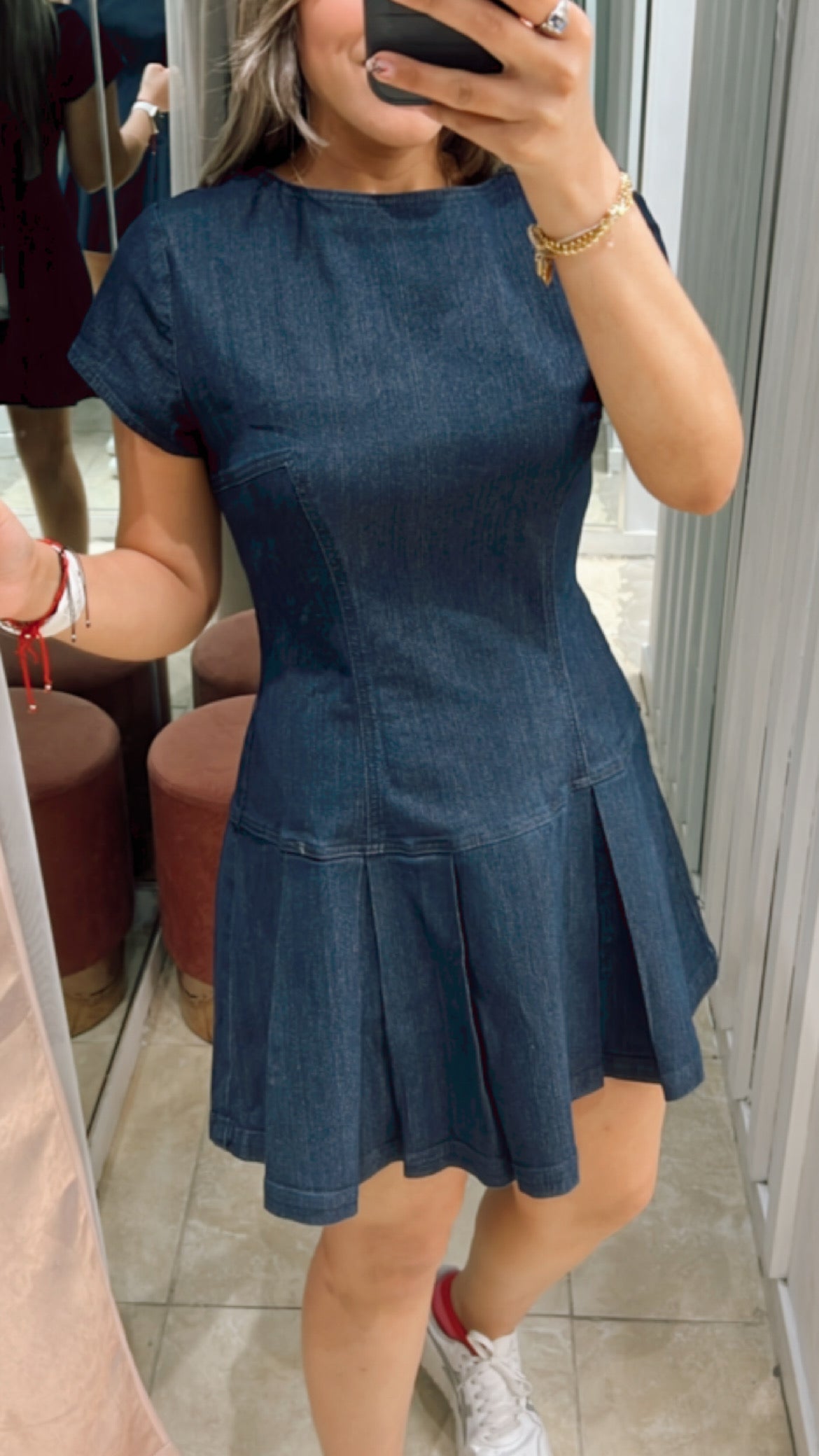 Back Tie Fitted Denim Short  Dress