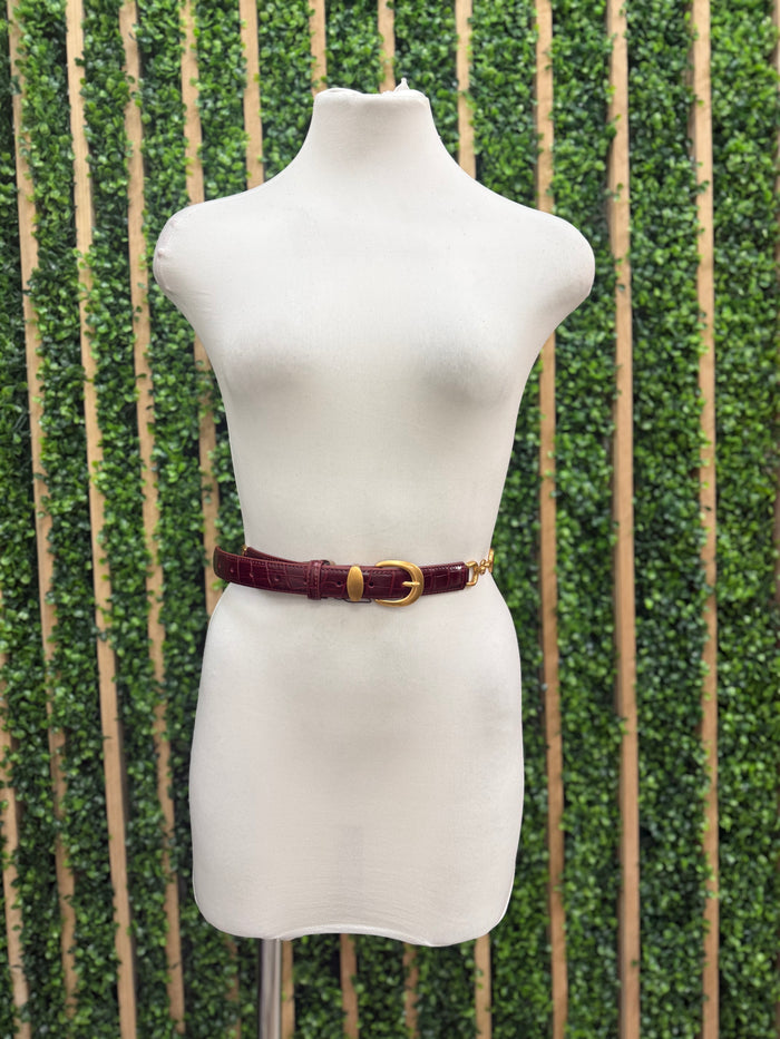 Connecting Buckle Croc Thin Belt