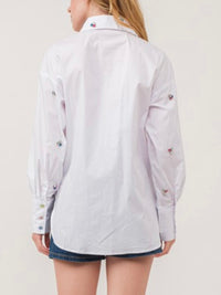 Multicolor Rhinestone Trio Embellished Blouse