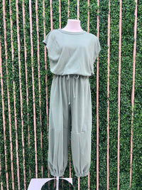 Sage Short Sleeve Jogger Jumpsuit
