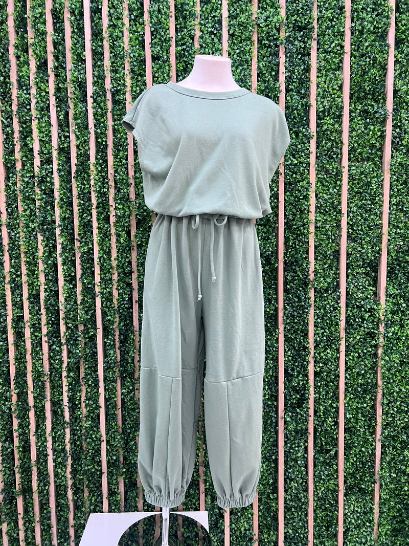 Sage Short Sleeve Jogger Jumpsuit