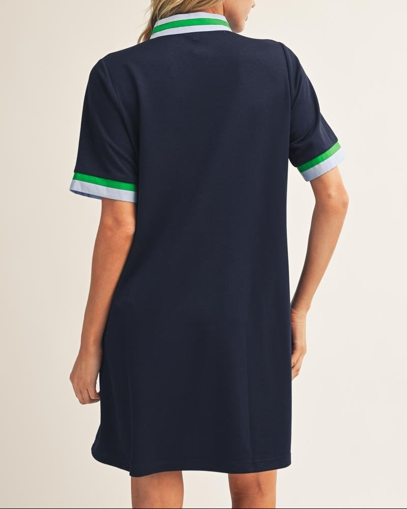 Green Collar Navy Blouse Dress