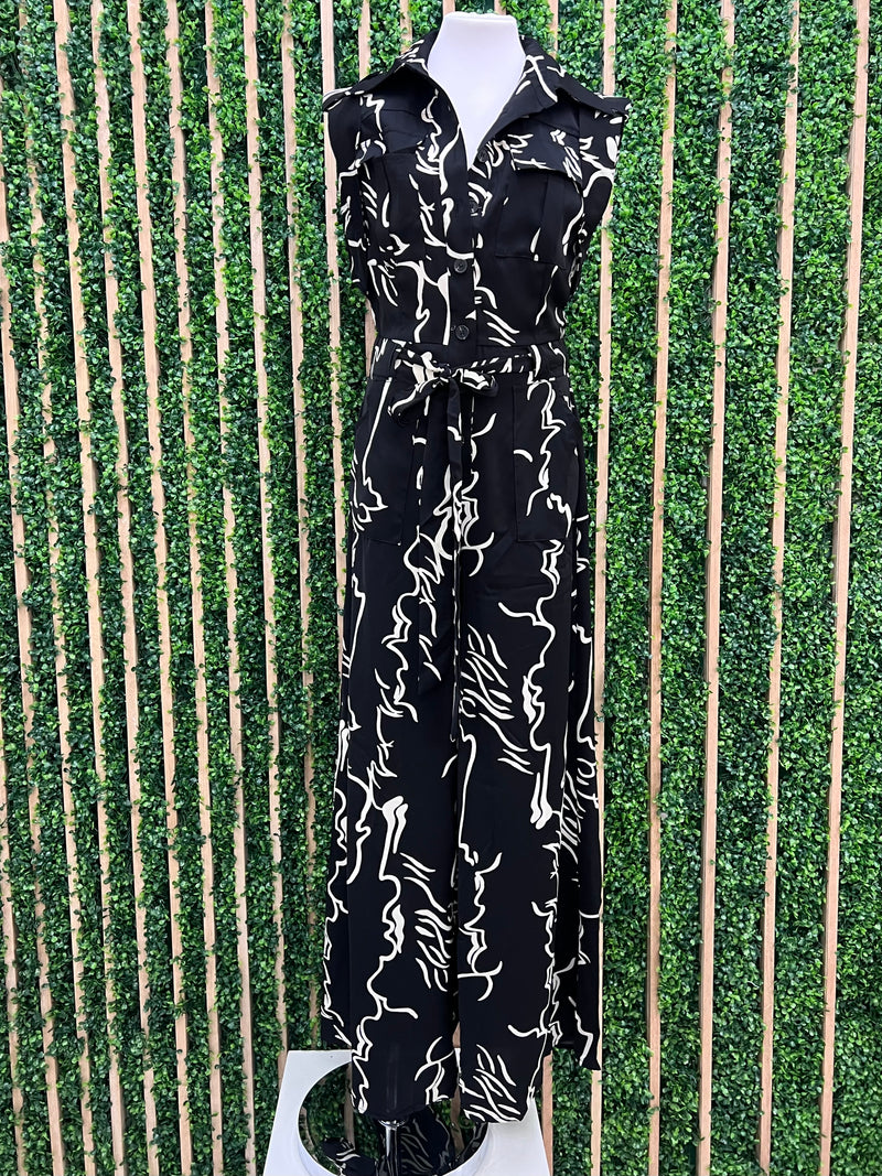 Black Ivory Print Jumpsuit