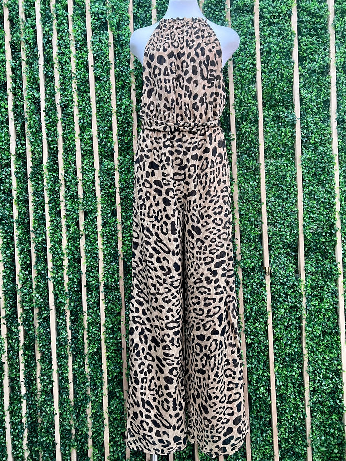 Leopard Halter Jumpsuit