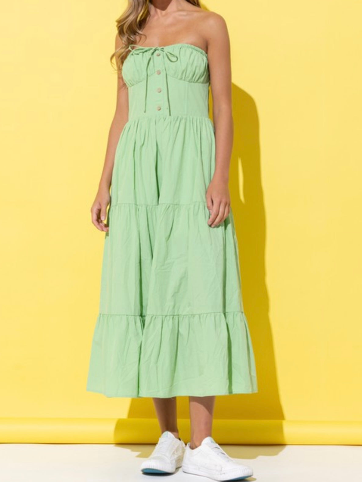 Mint Green Strapless Tiered Maxi Dress