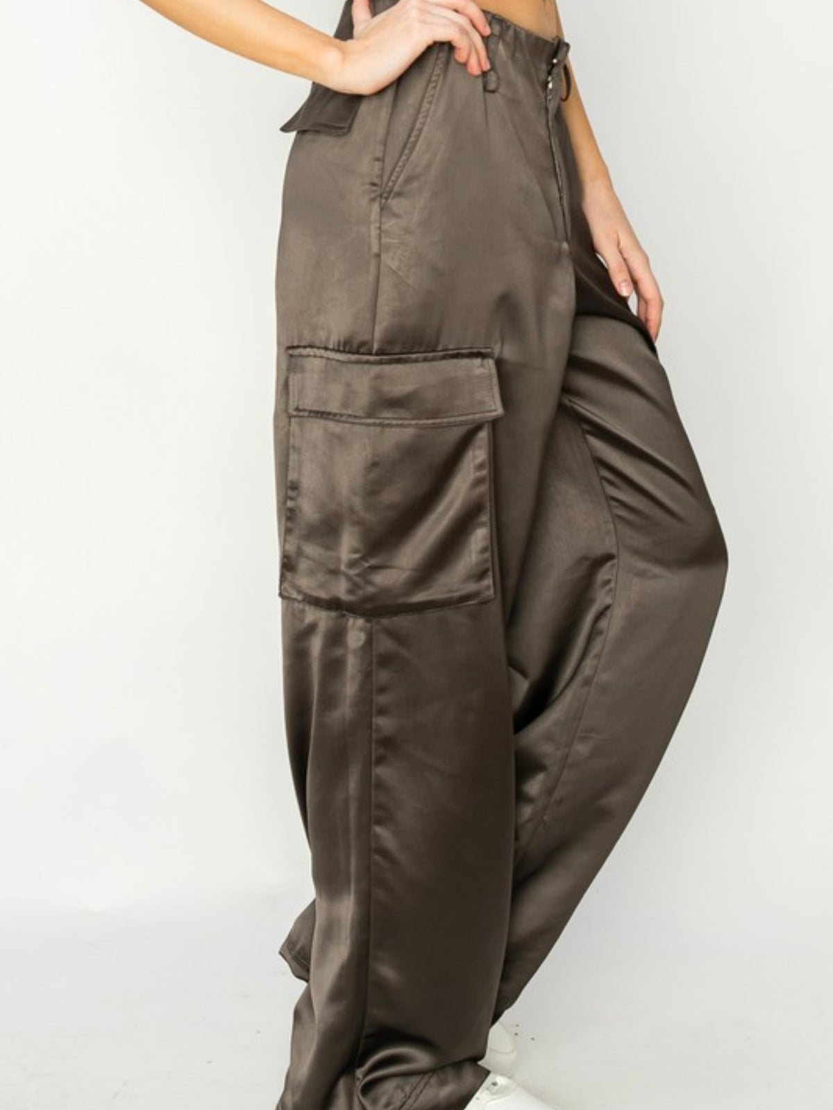 Satin Effect Cargo Pants