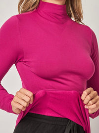 Seamless Fleece Lined Turtleneck Long Sleeve Top