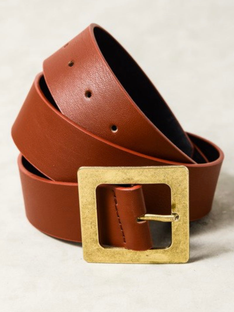 Matte Gold Square Buckle Belt