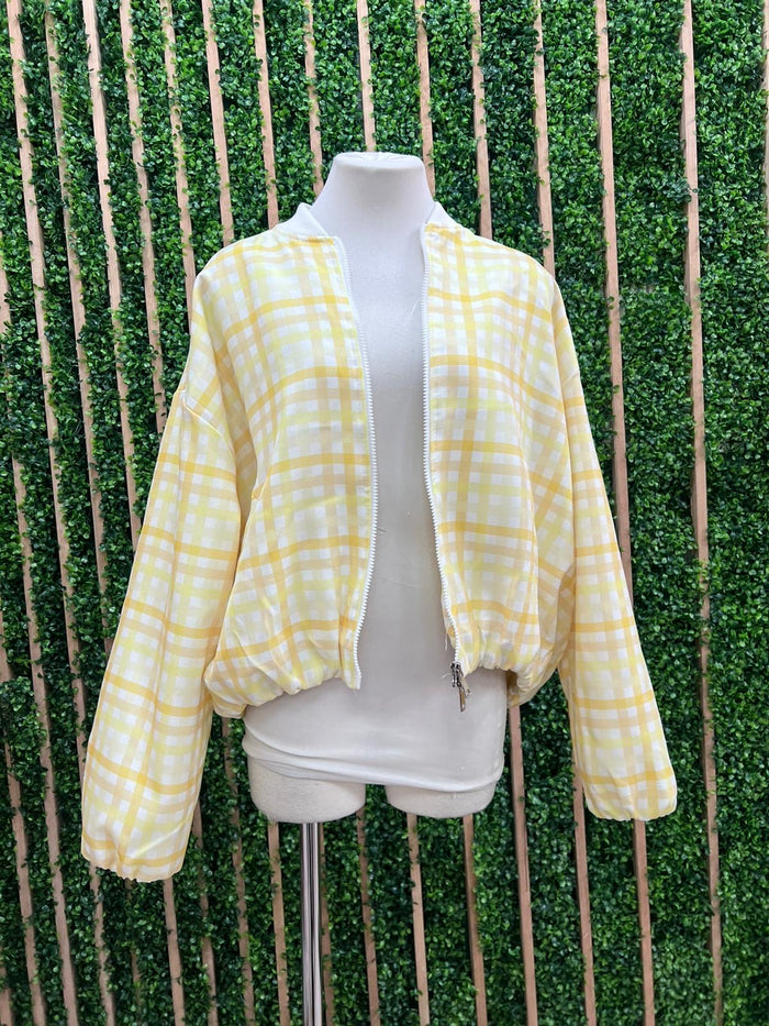 Pastel Plaid Bomber Jacket