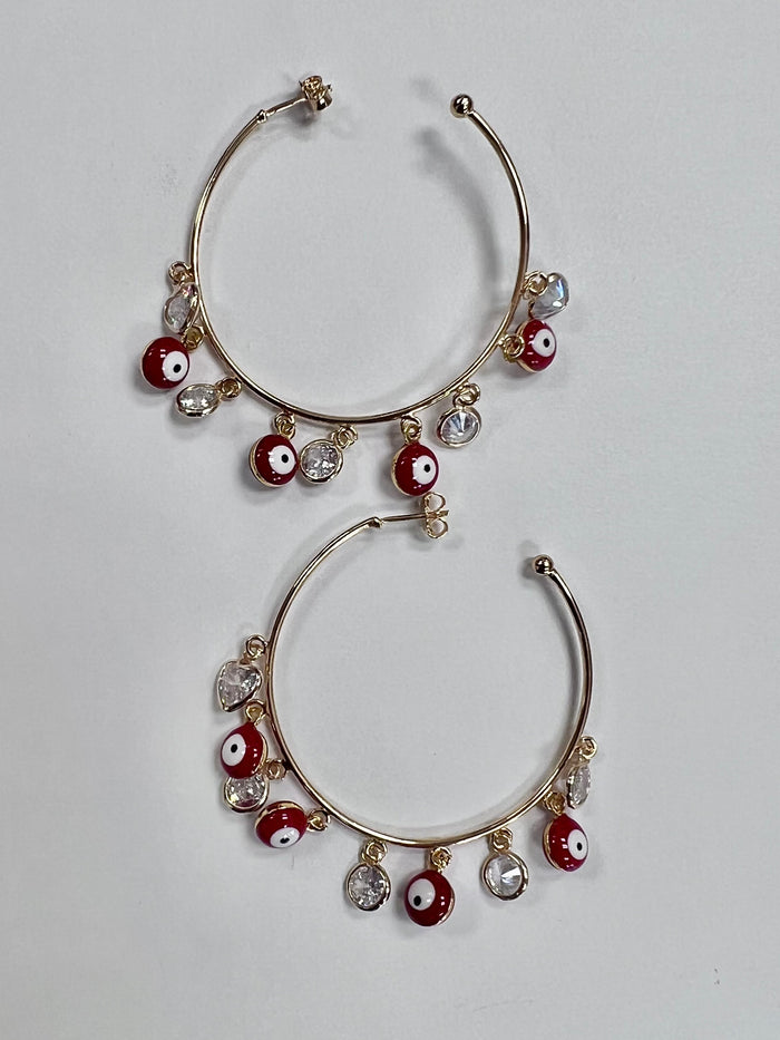 Paola Baella Multi Charm Eye Hoops