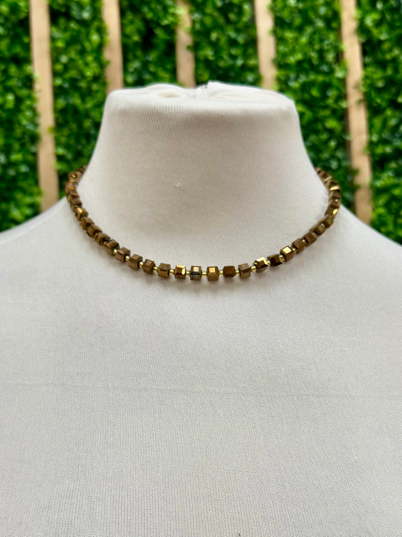 JH Small Crystal Cube Bead Necklace