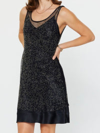 Black Rhinestone Cami Mesh Dress