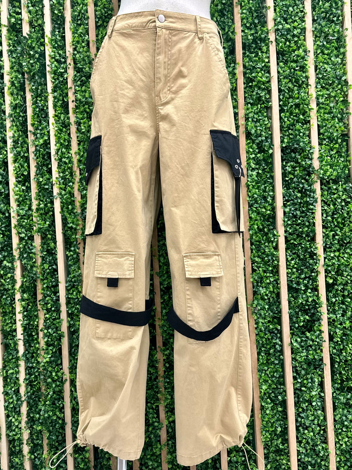 Khaki Black Cargo Jogger