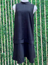 Sleeveless Mock Neck Layered Shift Dress