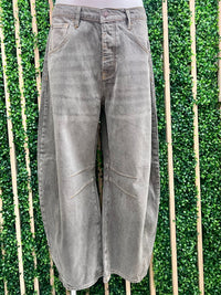 Grey Wash Barrel Jean