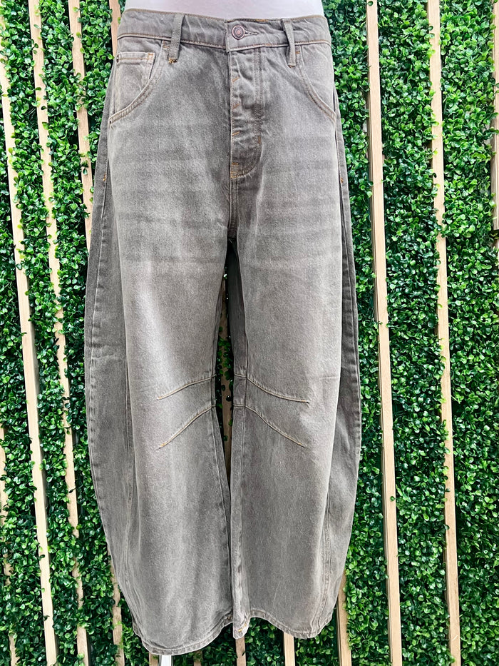 Grey Wash Barrel Jean