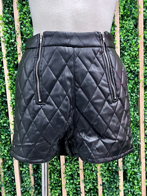 Black QUilted Pleather SHorts