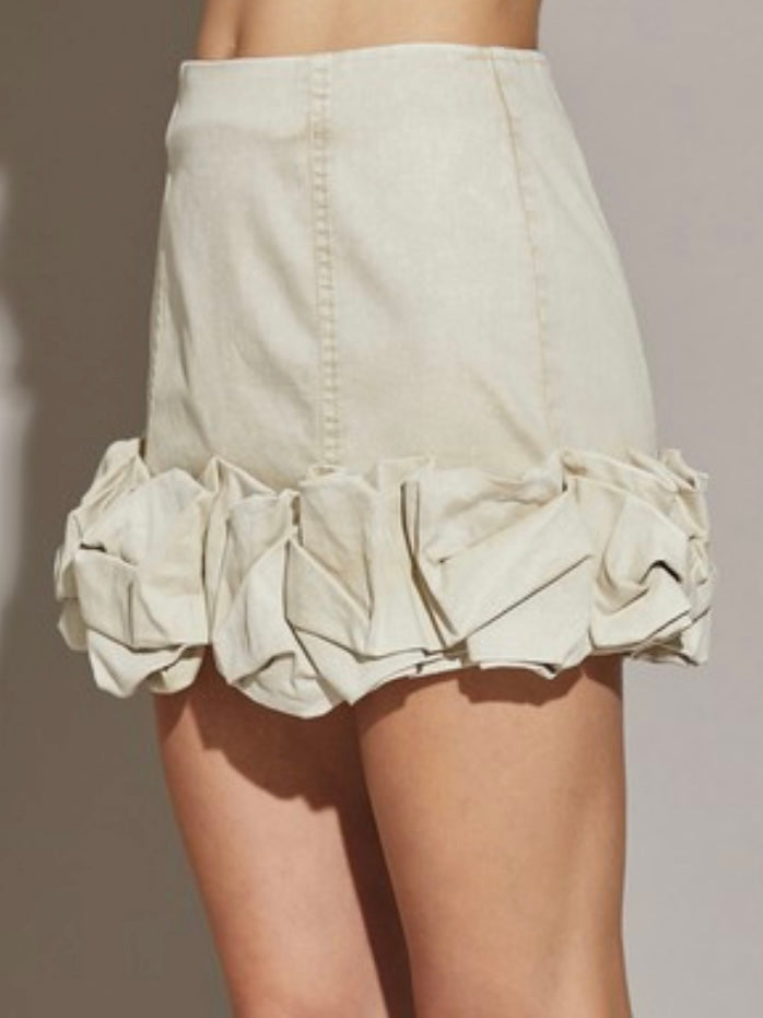 Ruffle Denim Mini Skirt