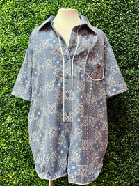 Blue Paisley Loose Fit Romper