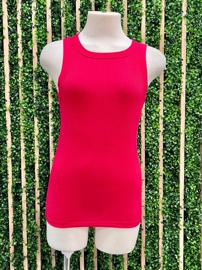 Ribbed Scoop Neck Tank Top