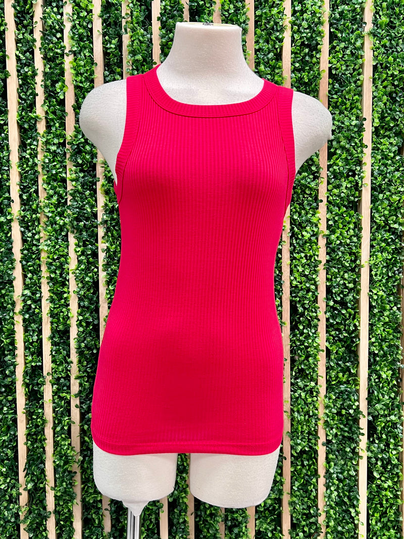 Ribbed Scoop Neck Tank Top