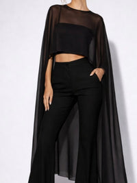 Chiffon Tulle Hi Low Cape