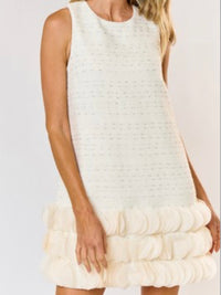 Exquisite Circle Trim Ivory Short Dress