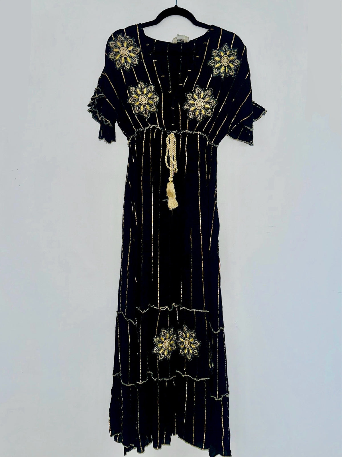 Black Gold Flower Embroidered Kimono Maxi Dress Ah L La Lifestyle Boutique Black Gold Flower Embroidered Kimono Maxi Dress Ah L La Lifestyle Boutique