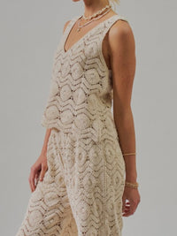 Vanilla Coastal Crochet Knit Tank Top