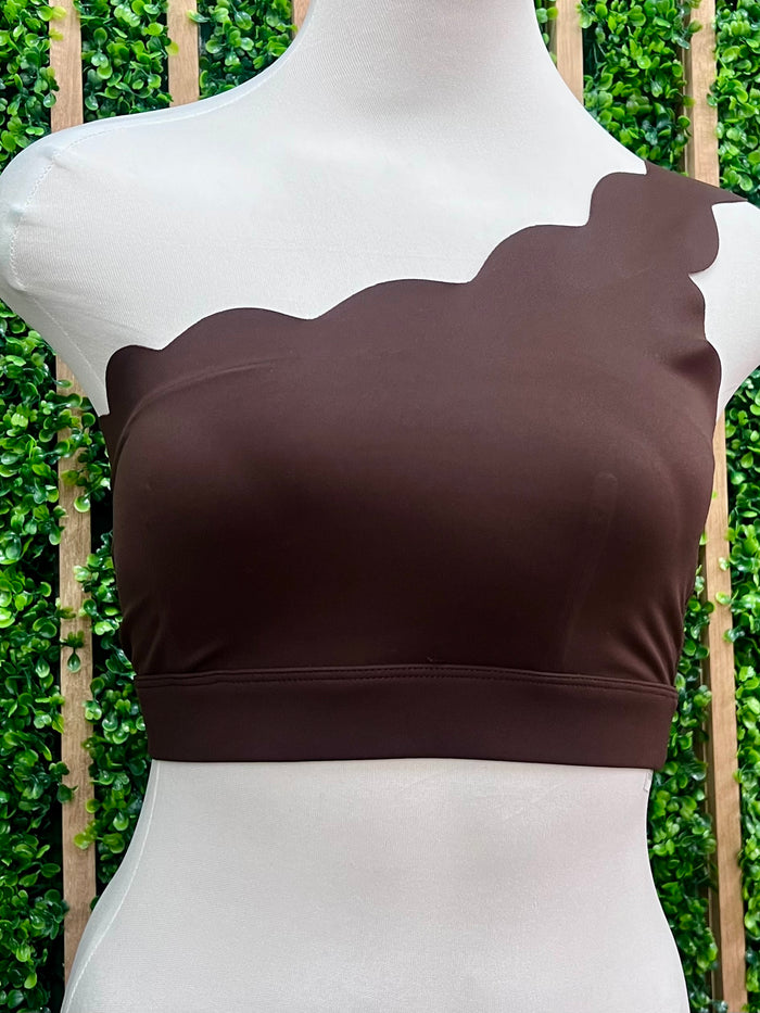 Scallop One Shoulder Sports Bra