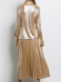 Iridescent Pleated Midi Skirt