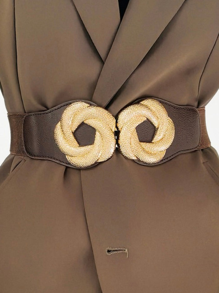 Floral Buckle Elastic Stretch Belt Waistband