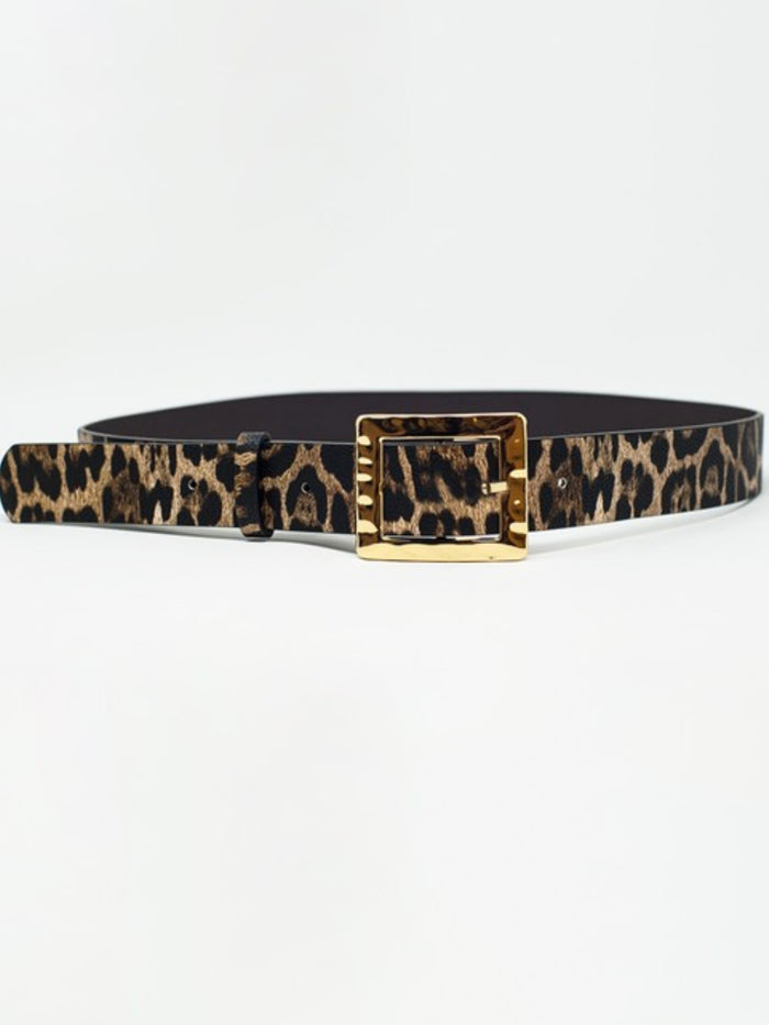 Hammered Belt Medium Width Dark Brown Leopard Belt
