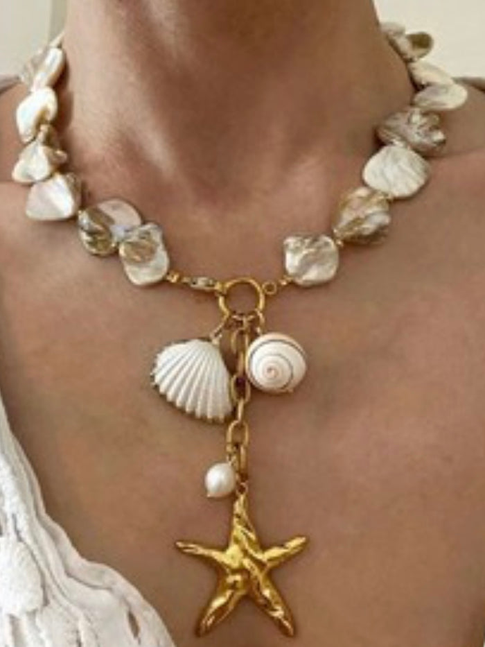 Shell Starfish Pearl Necklace