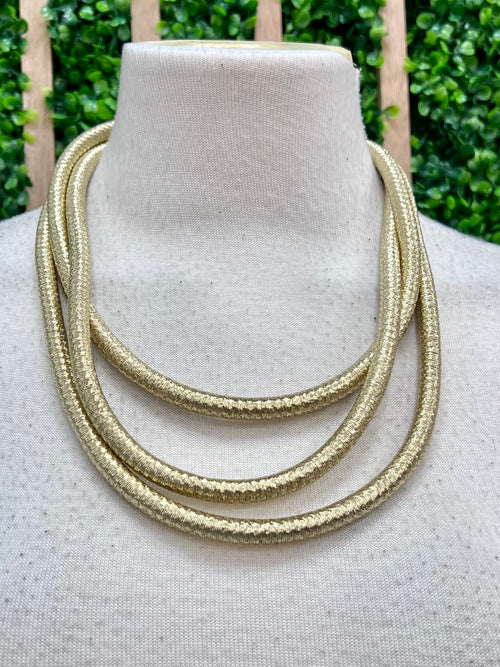 Gold 3 Layer Metallic Multilayer Necklace