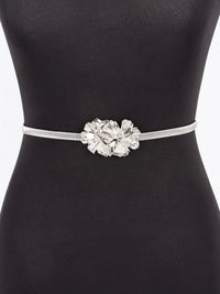 Double Textured Flower Buckle Metal Stretch belt