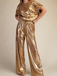 Metallic Cap Sleeve Pant Set