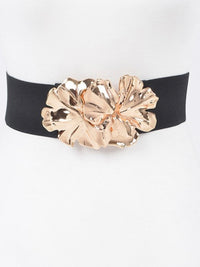Metal Gold Flower Elastic Belt
