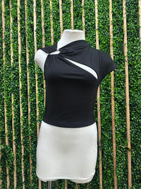 Asymmetric Ring Detail Cutout Detail Top