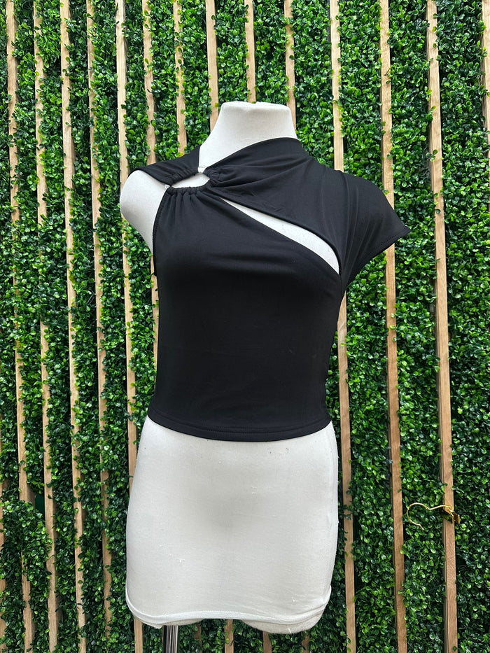 Asymmetric Ring Detail Cutout Detail Top