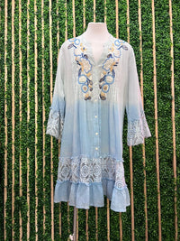 Italy Ombre Embroidered Midi Dress