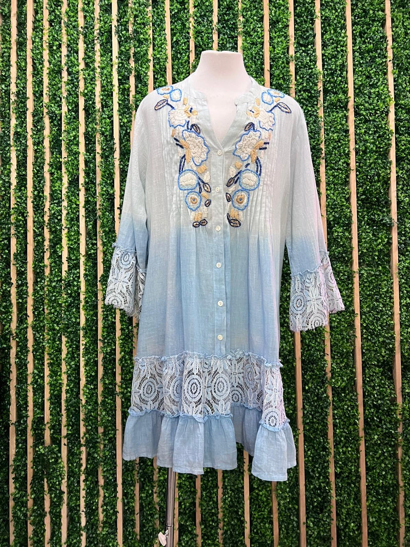 Italy Ombre Embroidered Midi Dress