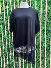 Asymmetrical Lace Detail Shirt Top