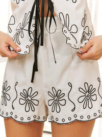 Beautiful Oatmeal Embroidered Short Vest set