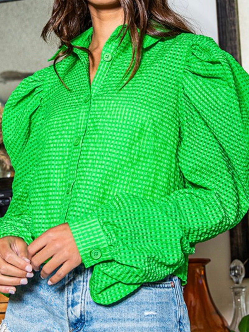 Textured Puff Sleeve Blouse