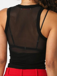 Black Contrast Mesh Sleeveless Top