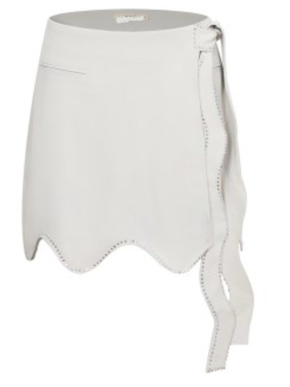 Beautiful White Wavy Rhinestone Trim Short Skirt