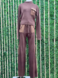 Classy Satin Detail Knit Jogger Set