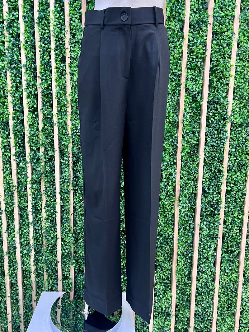 Twill Wide Leg High Waist Pant